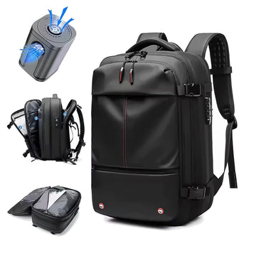 Everything in the box: the AirBag Backpack, the removable compression chamber and the rechargeable electric pump