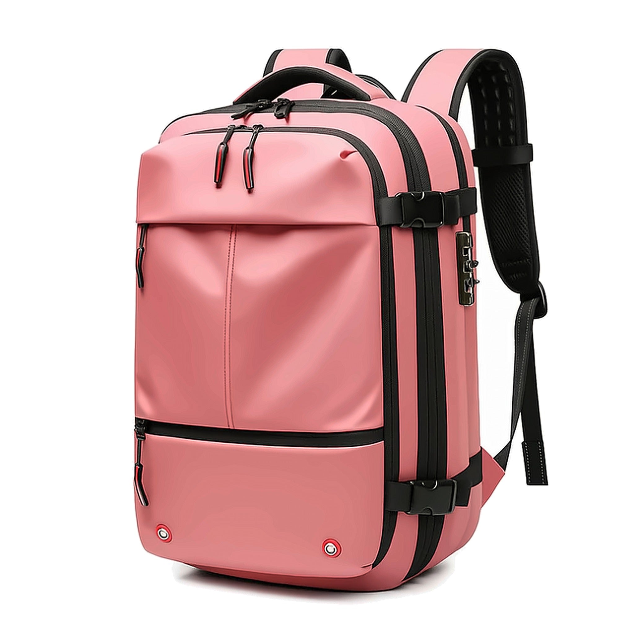 AirBag Backpack in pink, three-quarter view against a plain background